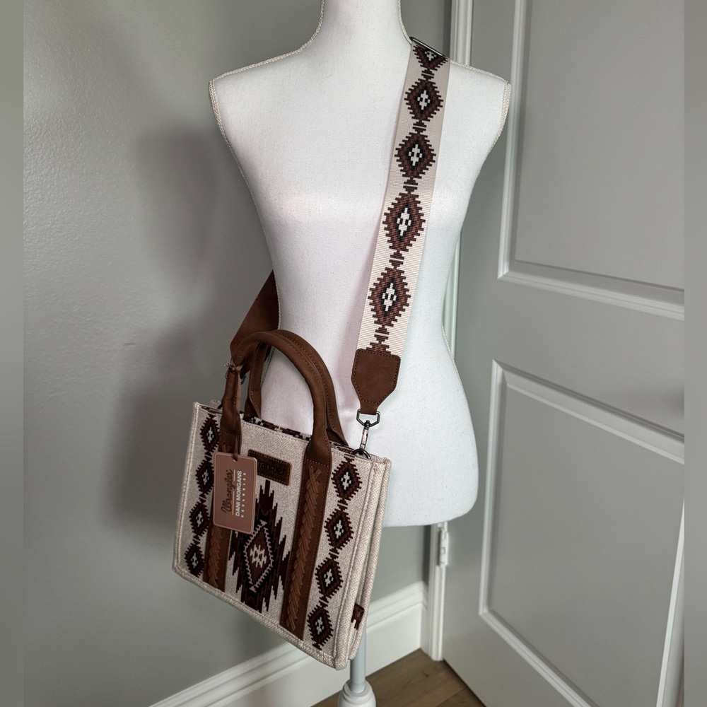 Wrangler western print tote bag structured purse brown tan country girl - Picture 2 of 11